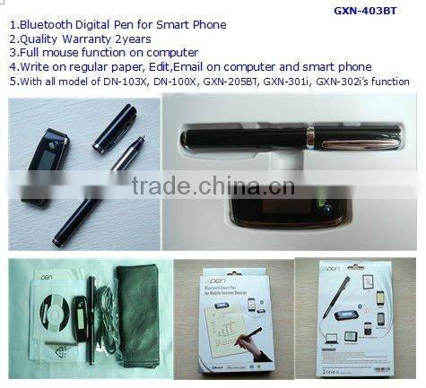Newest bluetooth digital pen for smart phone GXN-403BT