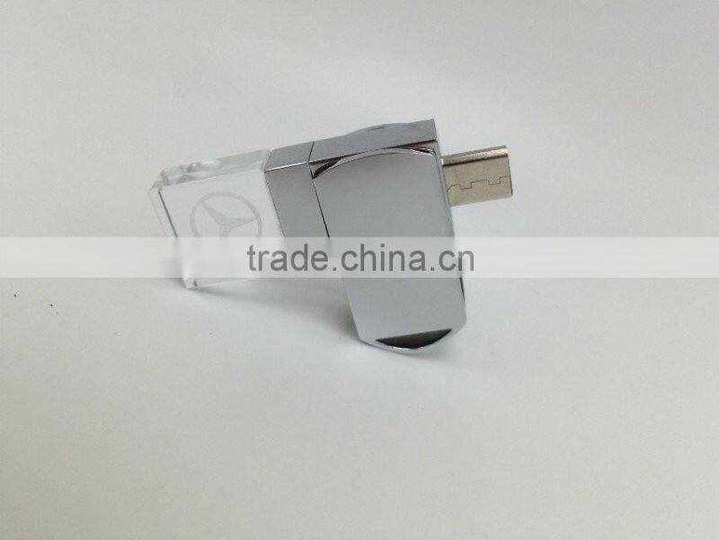 Android Phones USB Flash Pen Drive with engrave custom logo blue red light up