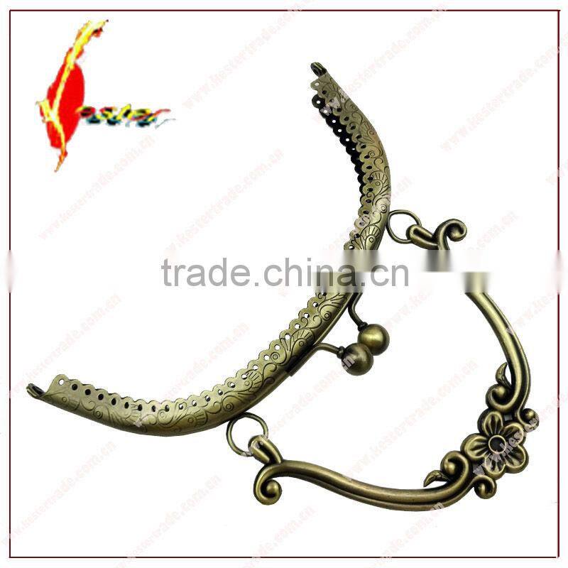 fashion 19cm kiss lock sewing metal purse frame with handle