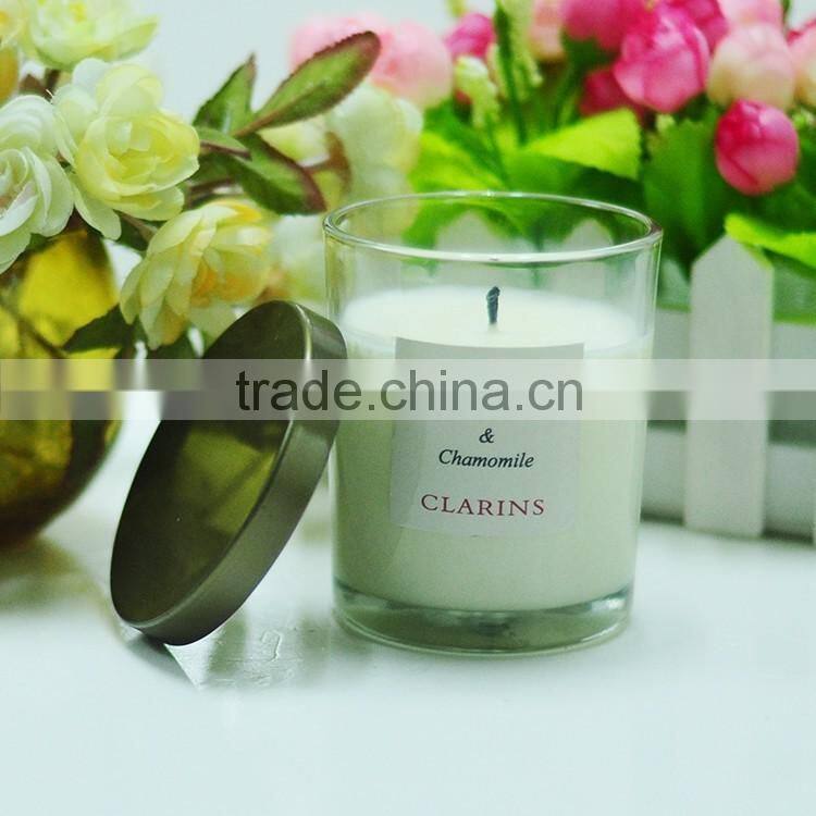 Clear candle glass jars/glass candle holder with metal lid for making candles