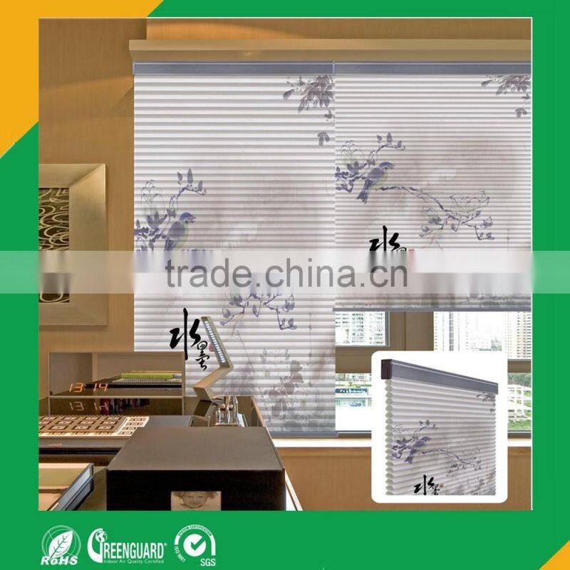 100% ployester nonwoven cloth curtain fabric printed color fabrice for curtian as honeycomb blinds