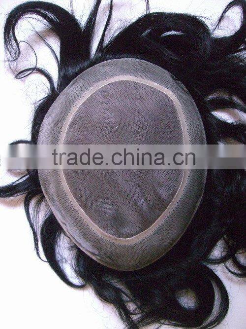 100% Indian hair thin skin invisible toupee for men in stock