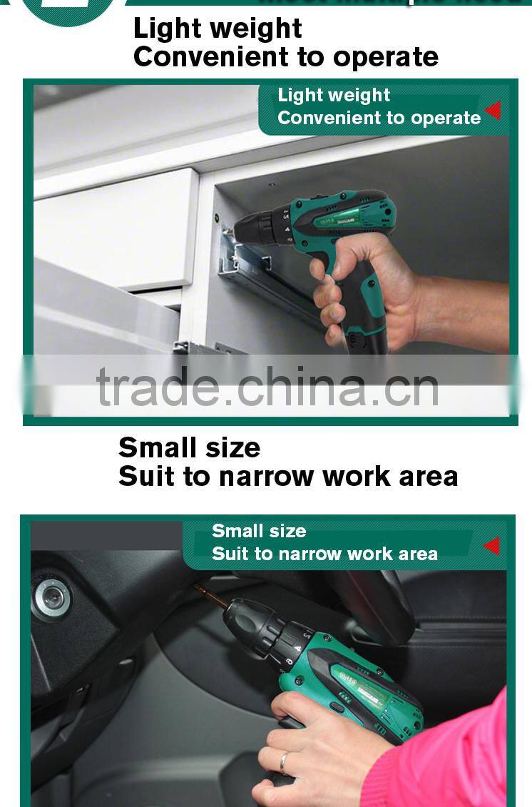 12V double speed Li-ion battery industrail grade waterproof electric drill charged electric drill,+1 battery+1charger