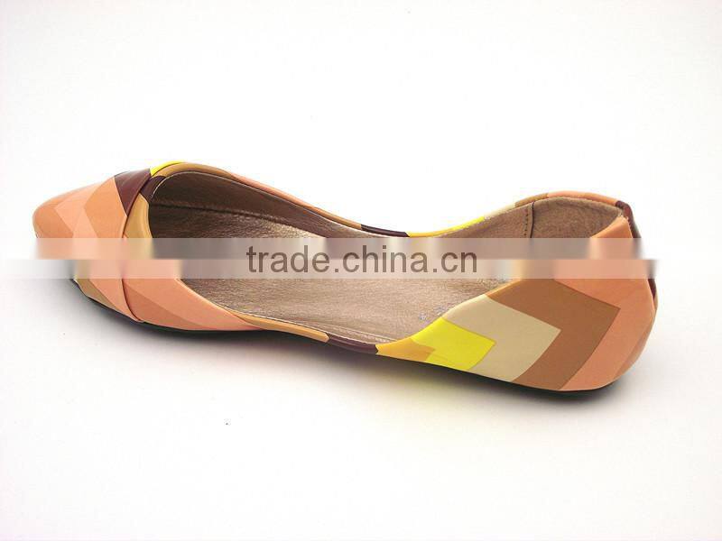 2016 wholesale factory price special leather multicolor lady flat shoes in stock