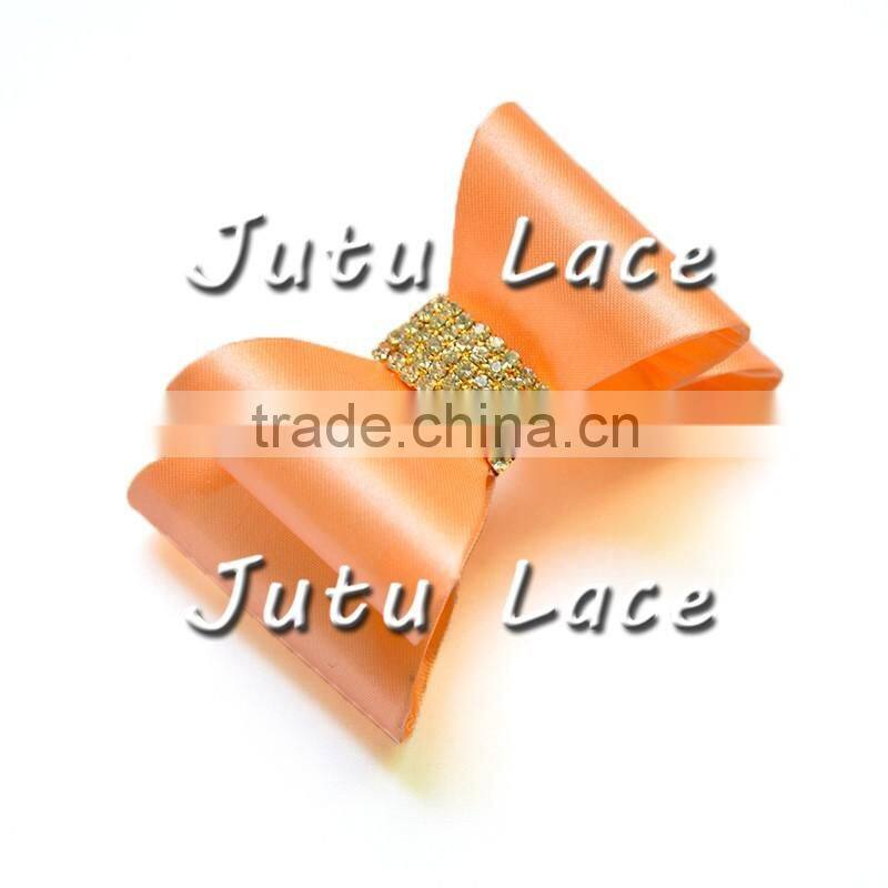 Hot selling fashion elegant shiny glitter crystal center teenage hair bows - 7cm big rhinestone center bowknots wholesale