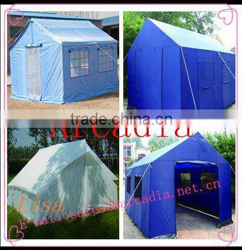 Colorful fishing tent for camping in Winter