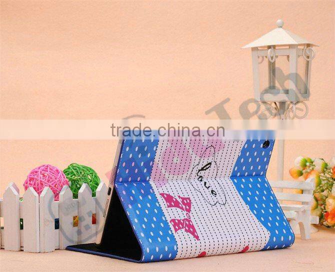 For iPad Mini Leather Case,Dot & Little Girl Design Book Style Leather Case for iPad Mini,Leather PC Cover Case