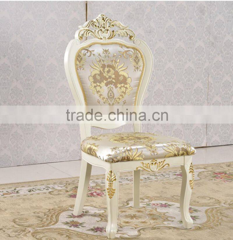 Italian antique style gold leaf baroque dining chair luxury white wedding chair