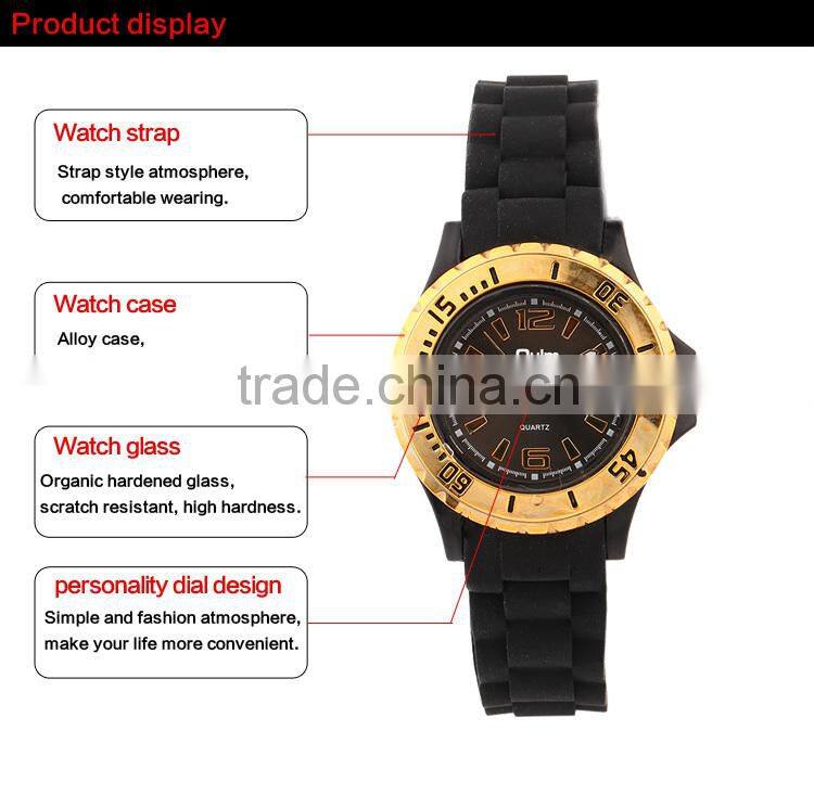 High quality Custom own design watch, gold case promotional silicone watch