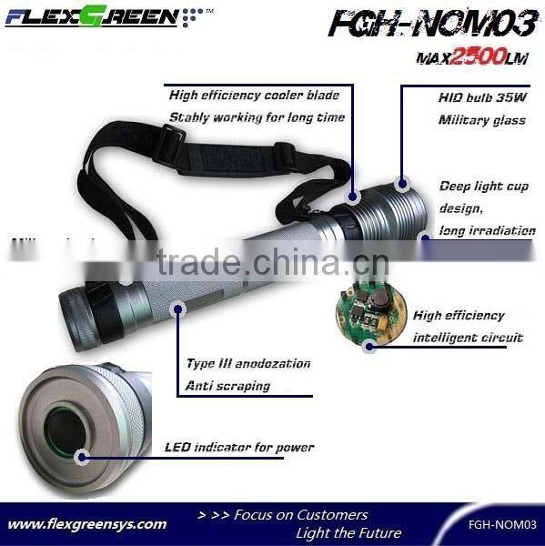 rechargeable 18650 battery 35W HID military torch