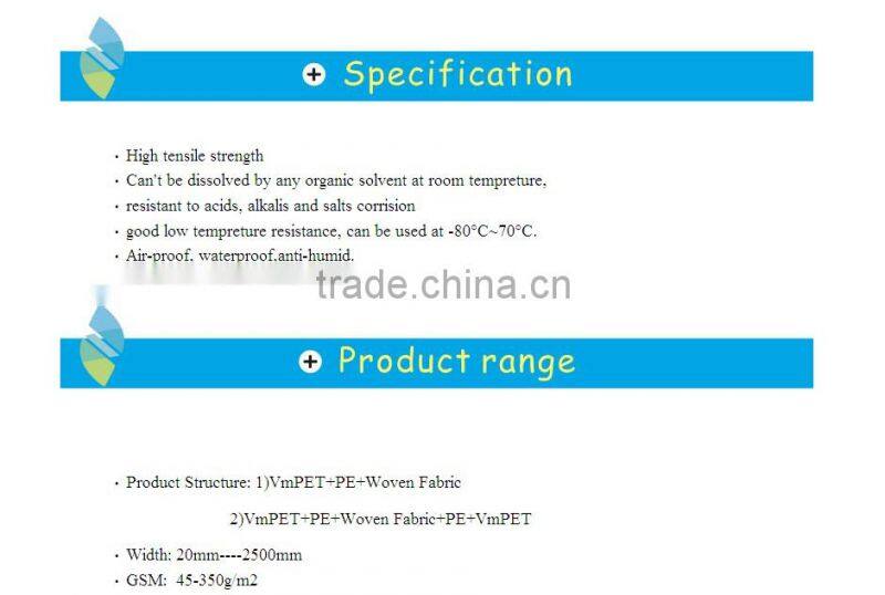 Double Side Aluminum Coated Woven Cloth Radiant Barrier TYI085