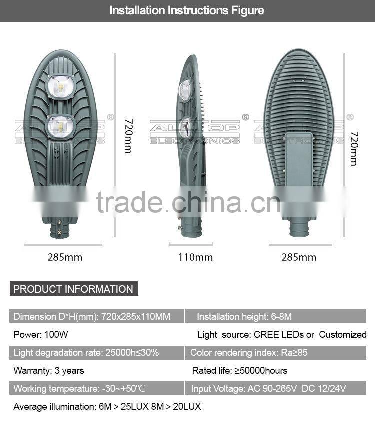 Outdoor IP67 waterproof bridgelux cob 120w led street light shell