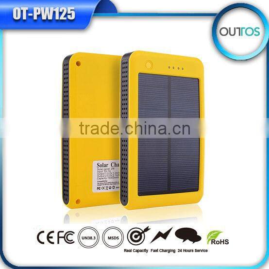 Promotional 10000mAh Solar Li-polymer Mobile Portable Power Bank, OEM/ODM service