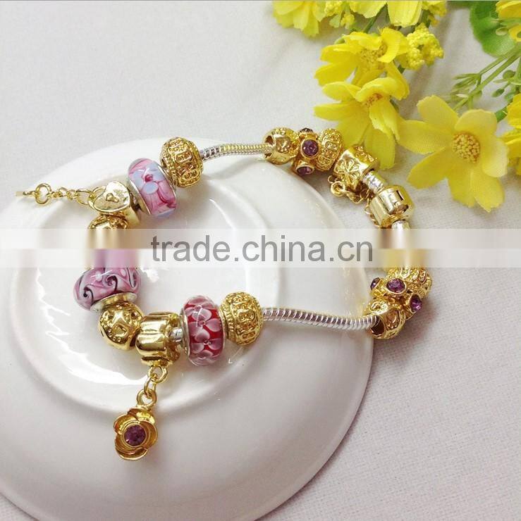 New Stock Fashion Jewelry Alloy Material Glass Beads DIY Charm Christmas Bracelet