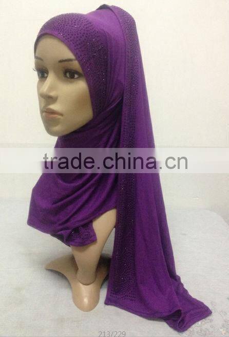 JL009 cotton elastic jersey muslim long scarf