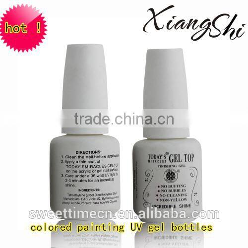 black painting uv gel polish bottle with white cap and brush