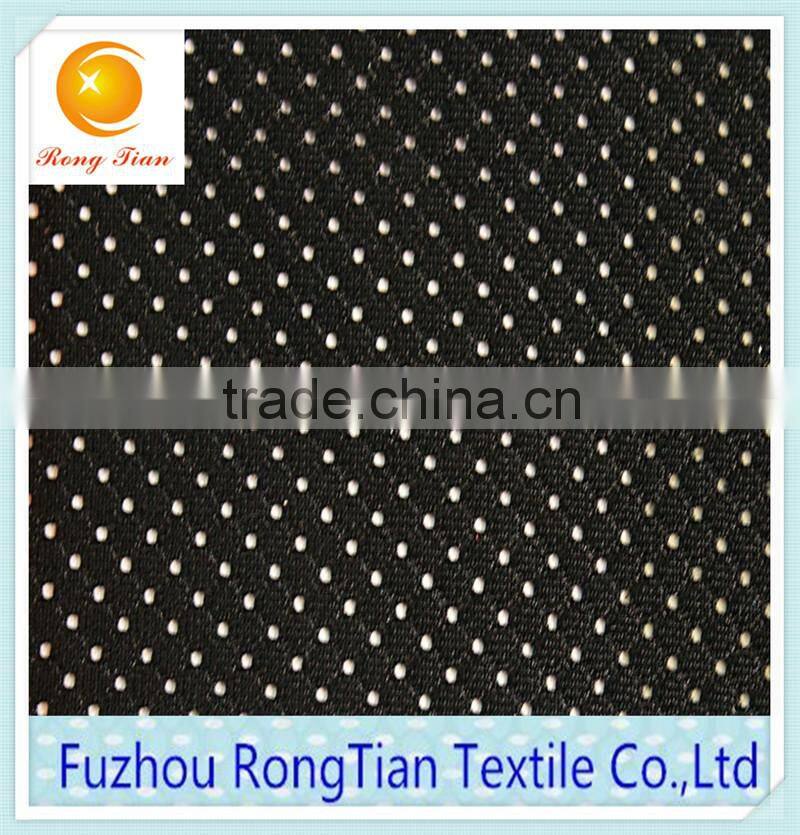 Wholesale black polyester tricot shinny 100D small hole knitting mesh fabric