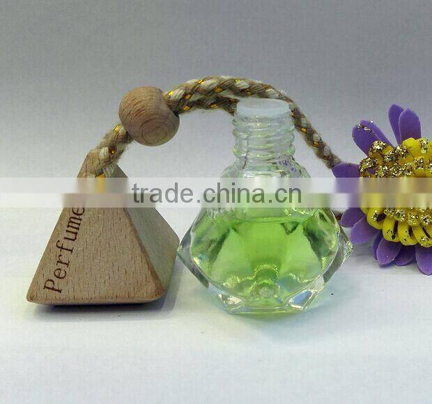 New -shap bottle for hanging car perfume bottle wooden cap with string and stopper