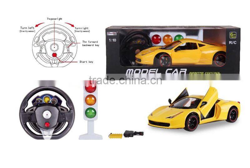Newest Design 1:16 four channel RC Remote Control Car with Light and steering wheel for children