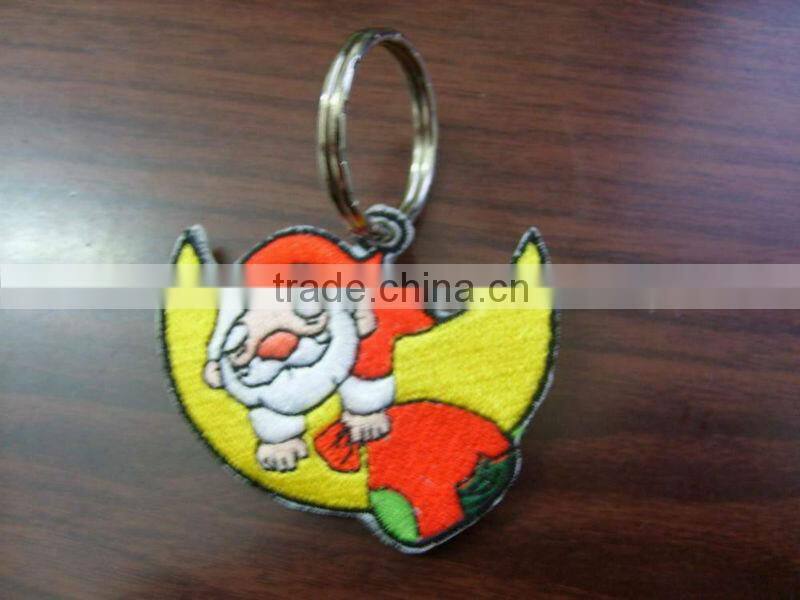 Double-sided embroidery patch / doraemon keychain embroidery badge / custom keychain emboridered patch