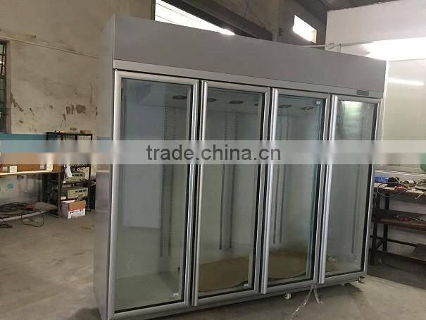 commercial glass door 4door freezer display showcase