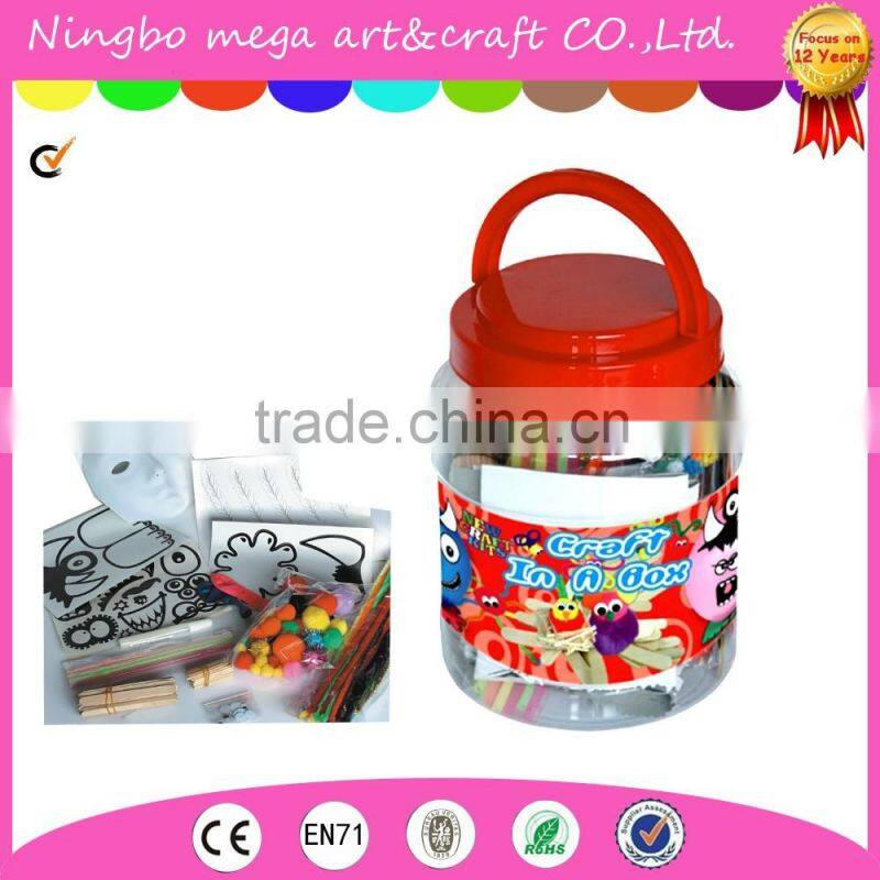 CHILDRENS CRAFT JAR GIANT ART SET POM POMS BEADS PAPER FOAM LETTERS