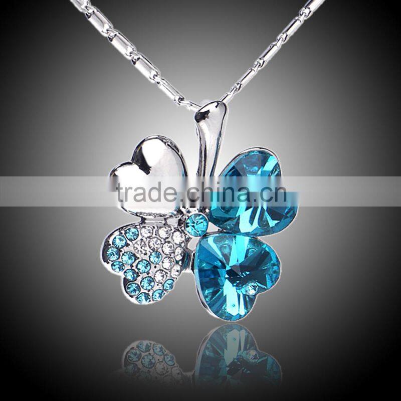new model saudi gold stone Four Leaf Clover necklace chain