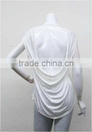 Wholesale women white plain fashion top,OEM high quality polyester/cotton ladies shirt top