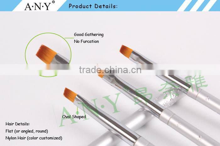 ANY Nail Art Crystal UV Gel Builder Using Metal Handle Flat Nail Brush UV Gel Beauty