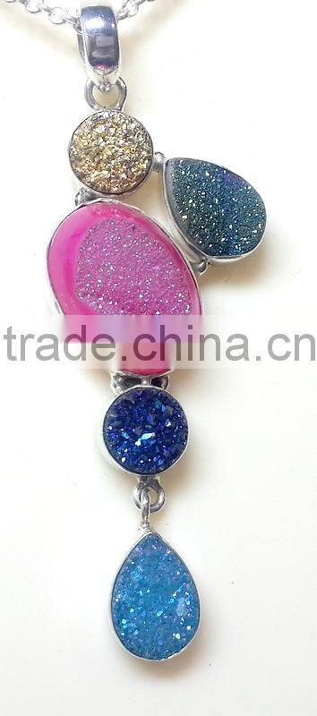 Lapis Druzy Cushion 925 Sterling Silver Bracelet, Designer Druzy Semi Precious Bracelet, 925 Sterling Silver Designer Jewelry