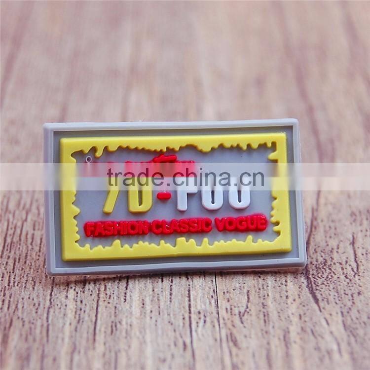 Custom wholesale red pvc labels tags for shirt clothing garment