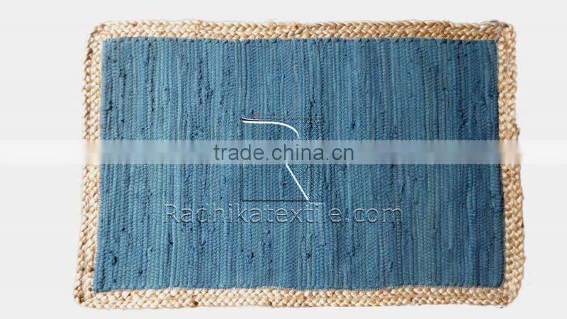 RTHDM-4 Multi Uses Indian Ethnic Cheap Handmade Jaipur Traditional Cotton Jute Material Home Decor Door Mats Manufacturers