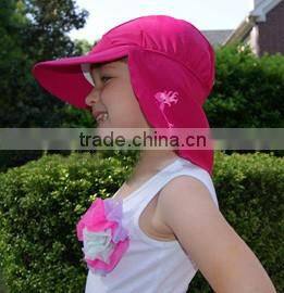 Girls Sun Visor UV Protective Beach Safari Swim Flap Hat PINK for kids aged 2-8yrs