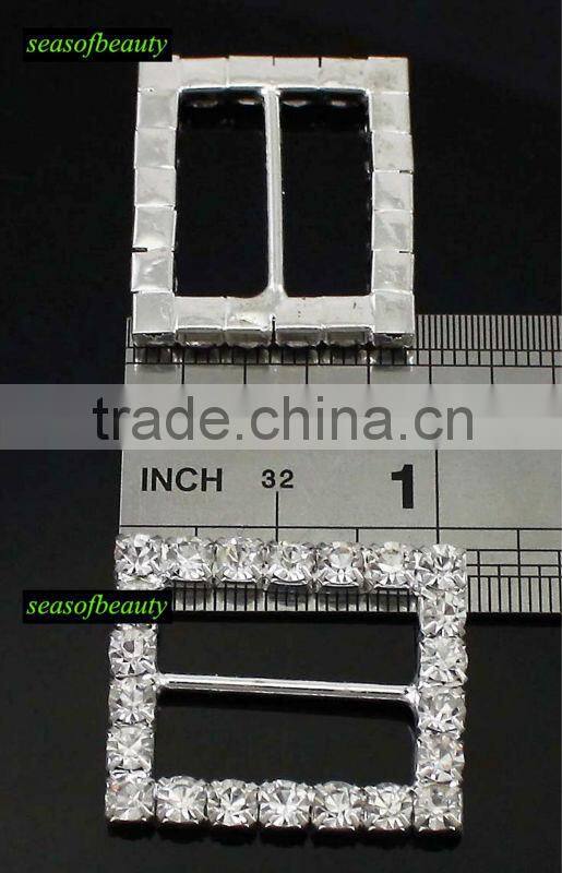 wholesale rectangle western rhinestone ribbon slider buckle