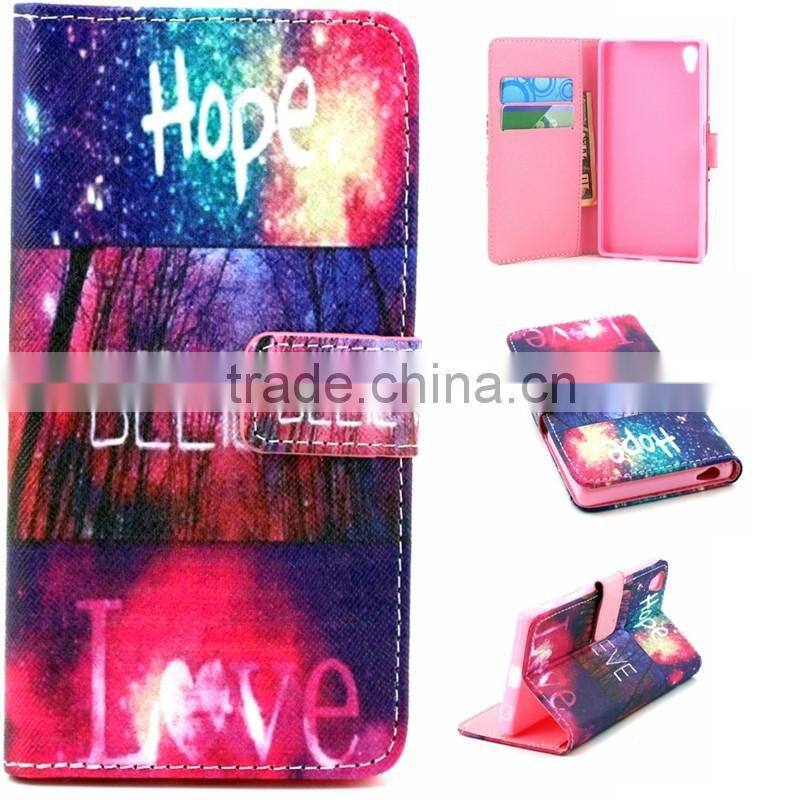 Book Style Color Printing Customed PU Leather Wallet Case For Sony Z5