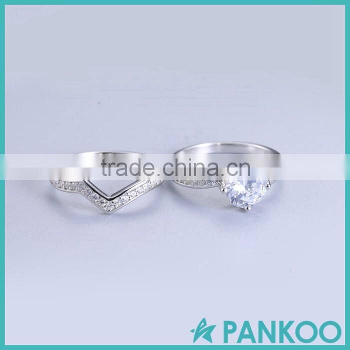 925 Sterling Silver Zirconia Ring, Diamond Wedding Ring Set Design for Woman