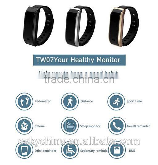 2016 new products Waterproof IP-X6 LCD OLED TW07 Bluetooth V4.0 Fashion Sports smart Bracelet watch