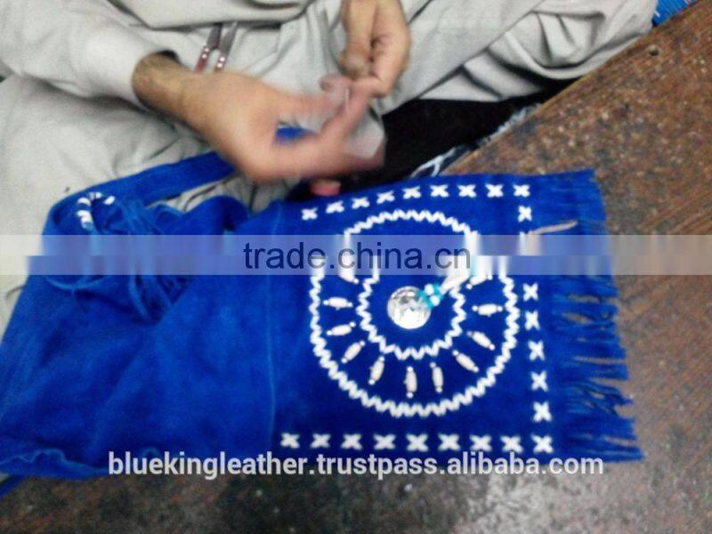 Handmade Western Style Real Suede Leather Beaded Ladies Shoulder Bag Fringed