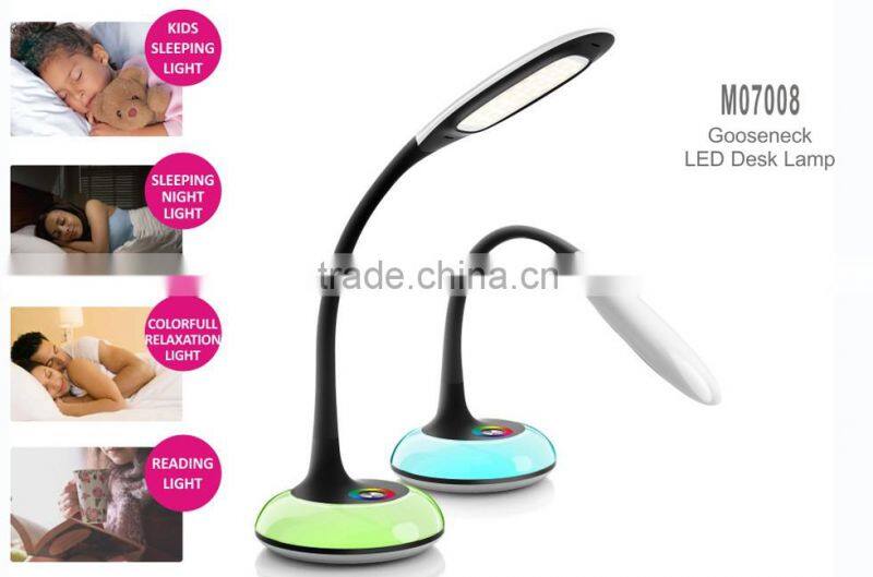 Modern gooseneck bedroom desk lamp/usb memory led desk lamp for reading