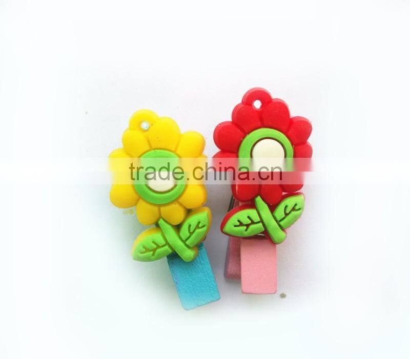 Wholesale Flower Shaped Wood Paper Clips Customize Soft PVC Bookmark