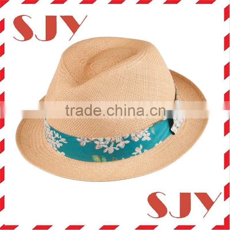 Solid Band Summer Cheap Straw promotional fedora hat