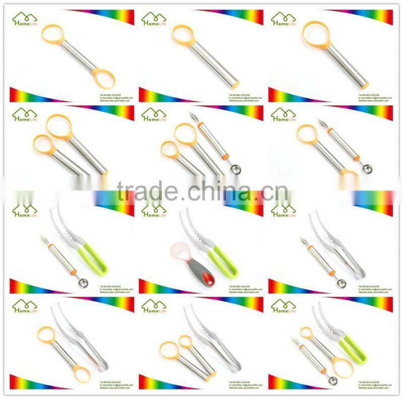 2PCS suits PVC handle stainless steel watermelon slicer with watermelon spoon fruit tools