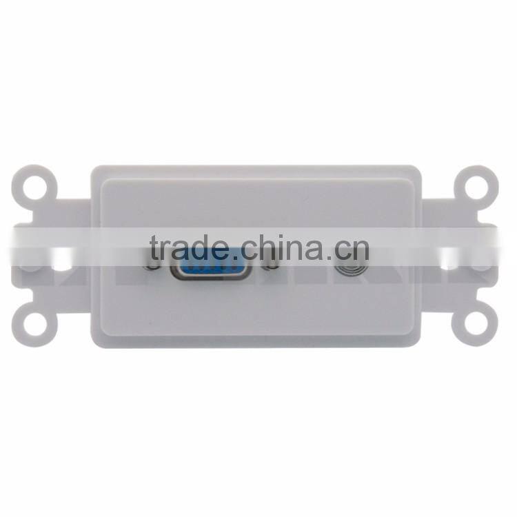 3.5mm stereo audio and VGA female to female Inner face plate wall plate