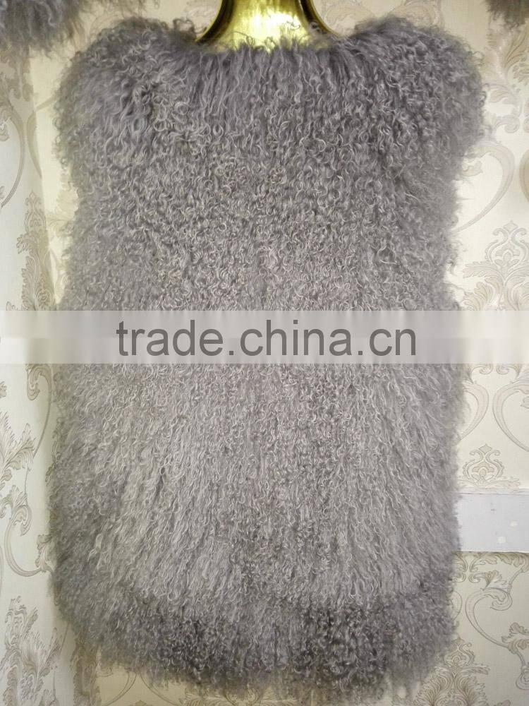wholesale new style Tan sheep fur vest colored