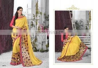 Inviting Red Georgettes Designer Saree/famous indian saree designers