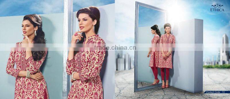 Pure Cotton Three Quarter Sleeves Black Kurti