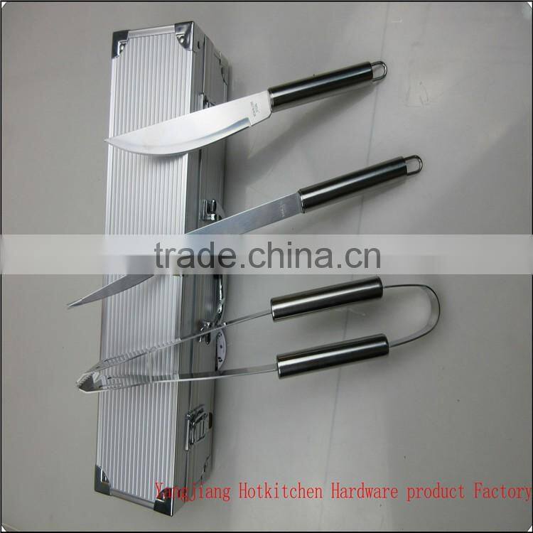 Stainless Steel Barbecue Grill Tools 3PCS BBQ Grill tool with Aluminium Case