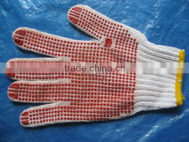 China cotton yellow white dots gloves