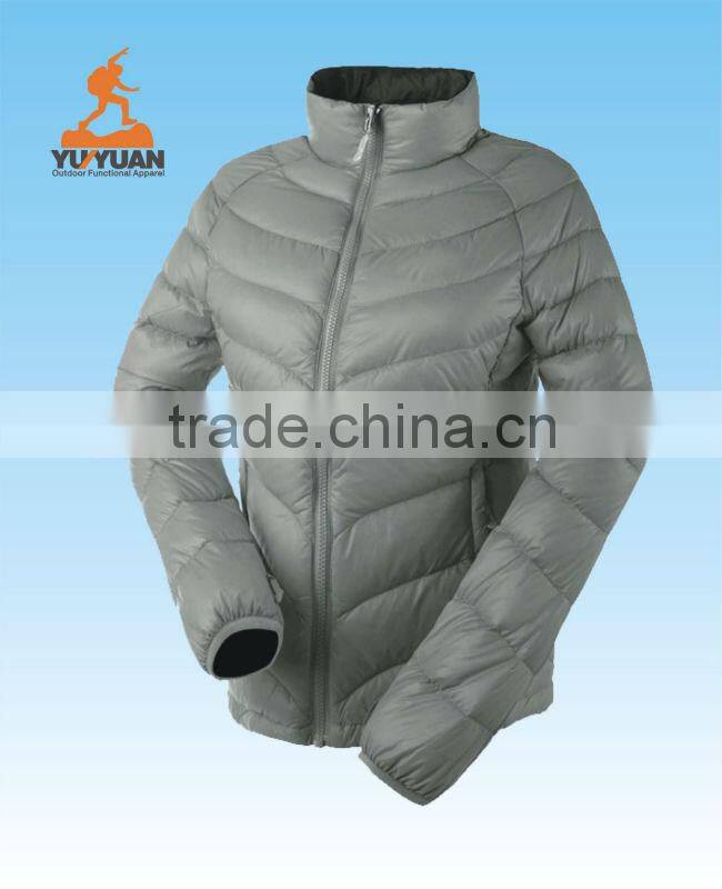 100 polyester grey down jackets for lady without hood