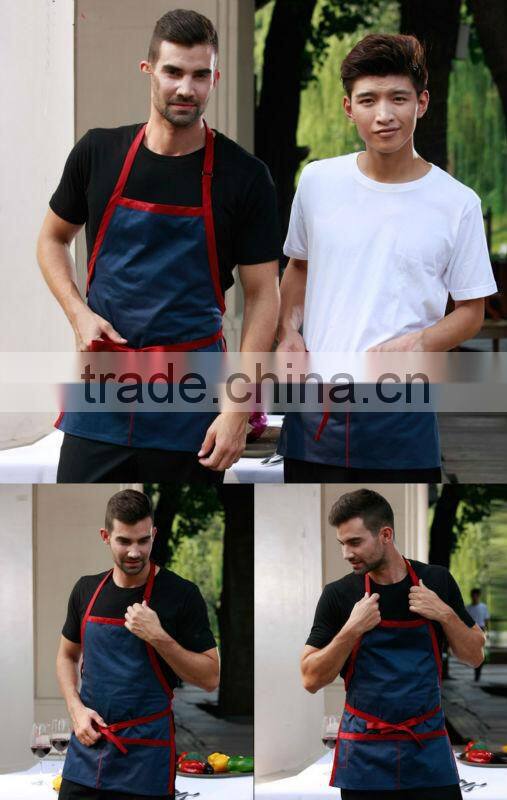 Three pockets bib cotton restaurant uniform